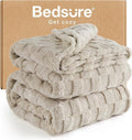 Bedsure GentleSoft Blankets Queen Size for Bed - Super Soft Cozy Blanket for Women Men Girls, Large Fuzzy Fleece Throw for Bedroom Decor, Light Brown, 90x90 Inches