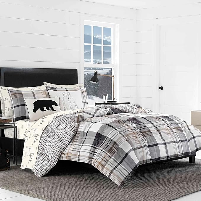 Eddie Bauer - Flannel Sheets Queen Size, Anti-Pilling & Wrinkle Resistant Cotton, Touchably Soft for All-Season Comfort - Bed Sheets with Matching Pillowcases & Fitted Sheet (Geese Meadow Yellow)