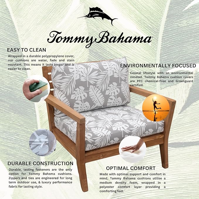 Tommy Bahama Deep Seating Lounge Cushion, 26" X 26" X 4", Tropical Chrome