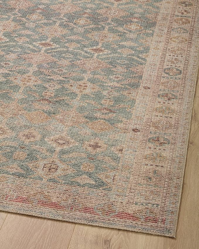 Loloi Angela Rose Aubrey Collection AUB-02 Aqua/Sand 5'-0" x 5'-0", .19" Pile Height, Round Area Rug