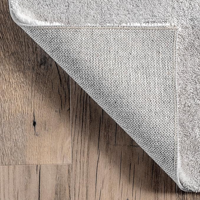 nuLOOM 6' x 9' Cozy Plush SuperiorWash Area Rug, Machine Washable, Non-Slip, Soft Fluffy Shag Carpet for Living Room Bedroom Kids Room Nursery Home Decor, Loni Light Grey