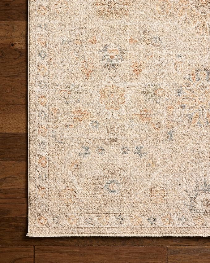 Loloi Chris Loves Julia Palma Collection PLM-11 Natural/Multi 9'-6" x 13'-1" Fringe Area Rug Vintage Style Boho Living Room Bedroom Carpet