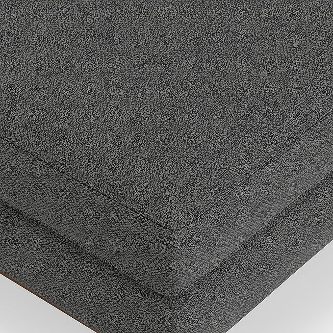SIMPLIHOME Morrison 33-inch Wide Table Ottoman in Charcoal Grey Woven-Blend Fabric, Multifunctional Footrest, Coffee Table, or Extra Seating for Living Room, Mid-Century Modern Style