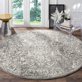 SAFAVIEH Evoke Collection 6'7" Round Grey/Ivory EVK256D Oriental Distressed Non-Shedding Dining Room Entryway Foyer Living Room Bedroom Area Rug