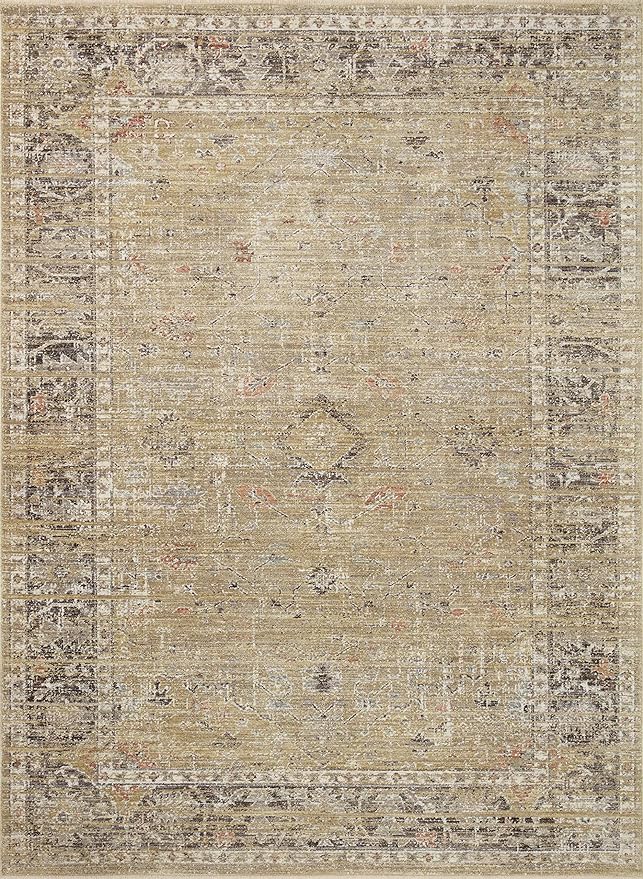 Loloi Magnolia Home by Joanna Gaines Millie Collection MIE-03 Gold/Charcoal 2'-3" x 3'-10", .25" Pile Height, Accent Rug