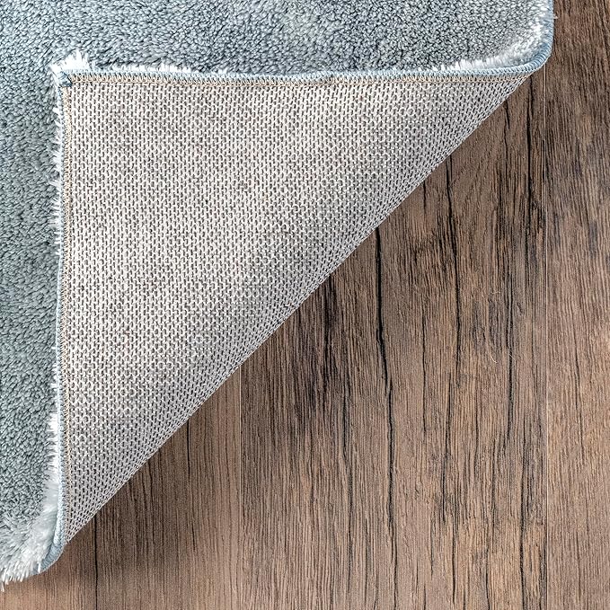 nuLOOM 4' x 6' Cozy Plush SuperiorWash Area Rug, Machine Washable, Non-Slip, Soft Fluffy Shag Carpet for Living Room Bedroom Kids Room Nursery Home Decor, Loni Light Blue