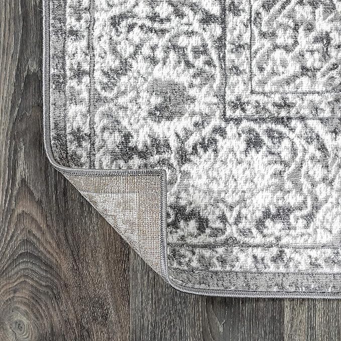 JONATHAN Y Modern Vintage Medallion Light Gray Indoor Area Rug, 9x12, Country, Floral, Easy-Cleaning for Living Room, Bedroom, Kitchen, Pet Friendly, Non-Shedding (MDP100A-9)