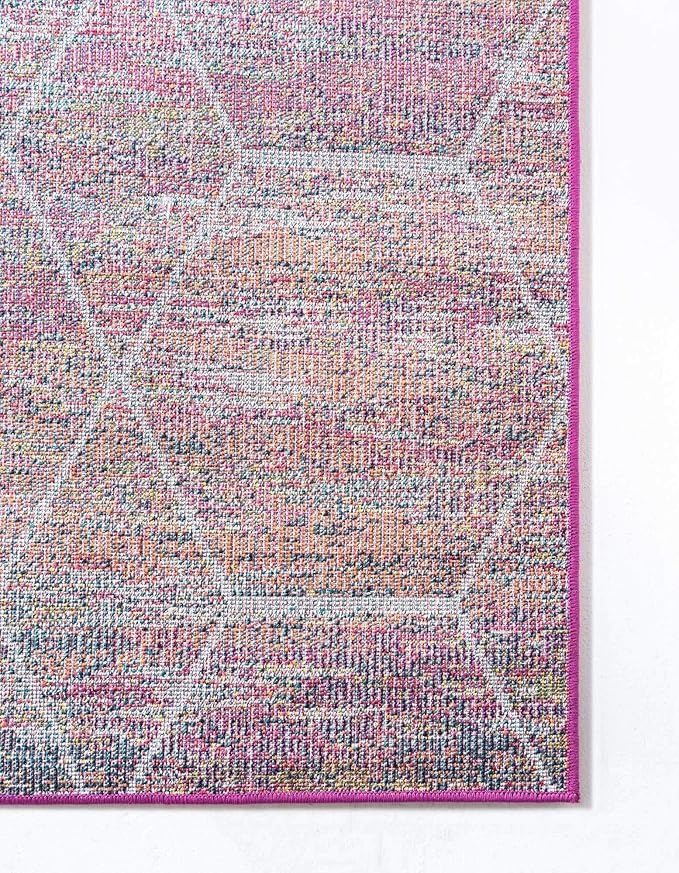 Unique Loom Trellis Frieze Collection Area Rug - Geometric (4' Square, Multi/ Ivory)