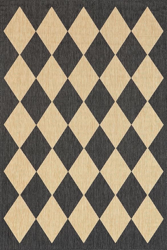 nuLOOM 7' Square Outdoor Performance Area Rug, Stain Resistant, Weather Resistant, High Traffic, Patio, Balcony, Outside, Sabina Dark Grey