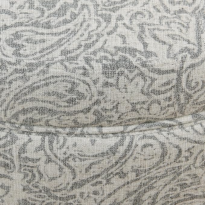 HomePop Home Decor | Upholstered Round Storage Ottoman | Ottoman with Storage for Living Room & Bedroom, Light Gray Floral Large