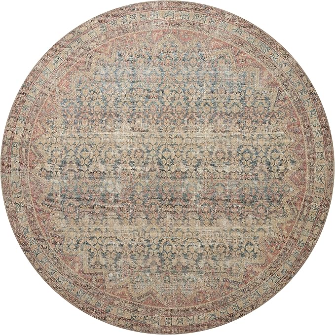 Loloi Angela Rose Aubrey Collection AUB-03 Ocean/Spice 2'-6" x 7'-6", .19" Pile Height, Runner Rug