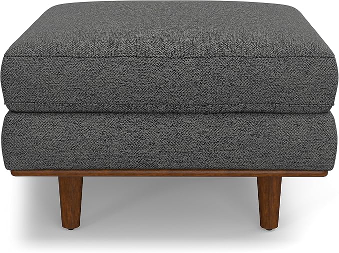 SIMPLIHOME Morrison 33-inch Wide Table Ottoman in Charcoal Grey Woven-Blend Fabric, Multifunctional Footrest, Coffee Table, or Extra Seating for Living Room, Mid-Century Modern Style