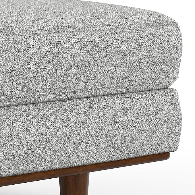 SIMPLIHOME Morrison 49-inch Wide Table Ottoman in Mist Grey Woven-Blend Fabric, Multifunctional Footrest, Coffee Table, or Extra Seating for Living Room, Mid-Century Modern Style