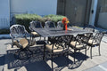 Elizabeth Outdoor Patio 9pc Dining Set 44" X 84" Cast Aluminum, Walnut Cushions