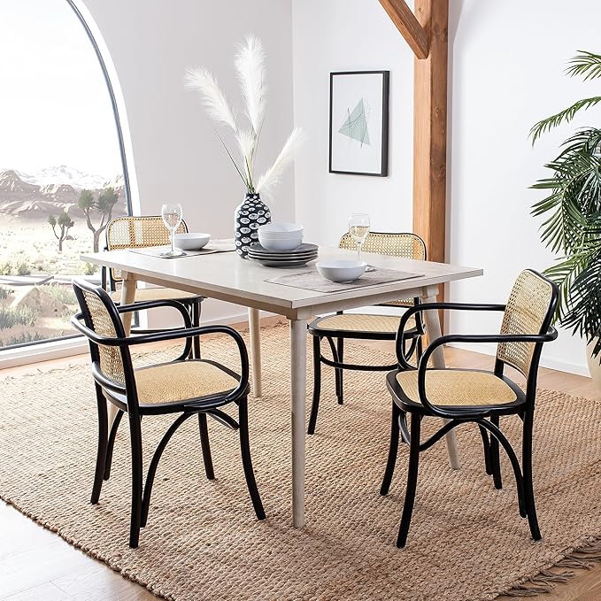 Safavieh Home Keiko White and Natural Cane Dining Chair