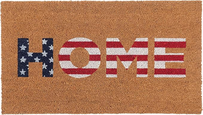 KAF Home American Flag Patriotic Coir Doormat with Heavy-Duty, Weather Resistant, Non-Slip PVC Backing | 17 by 30 Inches, 0.6 Inch Pile Height | Perfect for Indoor and Outdoor Use