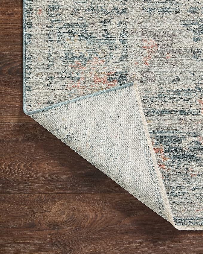 Loloi Magnolia Home by Joanna Gaines Millie Collection MIE-01 Blue/Multi 2'-7" x 8'-0", .25" Pile Height, Runner Rug