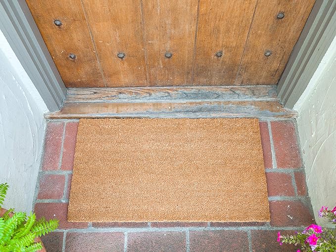 KAF Home Coir Doormat with Heavy-Duty, Weather Resistant, Non-Slip PVC Backing | 17 by 30 Inches, 0.6 Inch Pile Height | Perfect for Indoor and Outdoor Use (Blank)