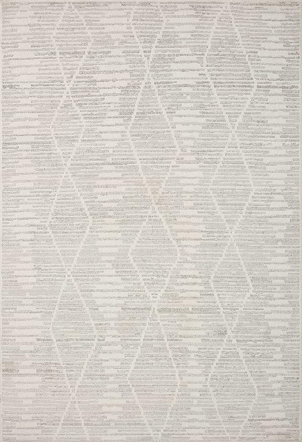 Loloi Kamala Collection KAM-02 Ivory/Silver 6'-7" x 9'-6" Area Rug