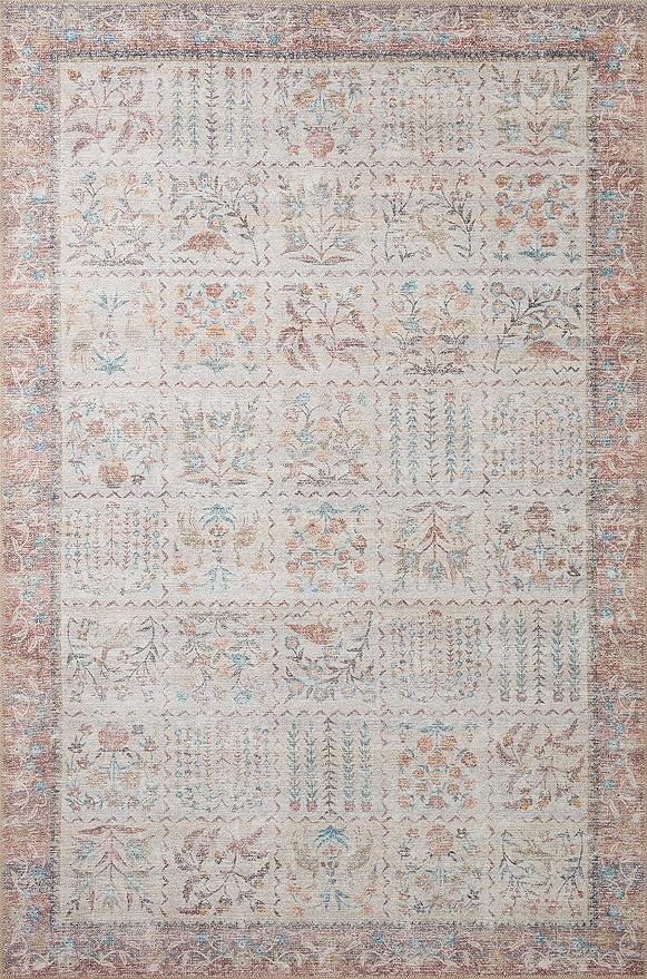 Loloi Rifle Paper Co. Maison Collection MAO-08 Cream 5'-0" x 5'-0" Round, .19" Pile Height, Accent Rug