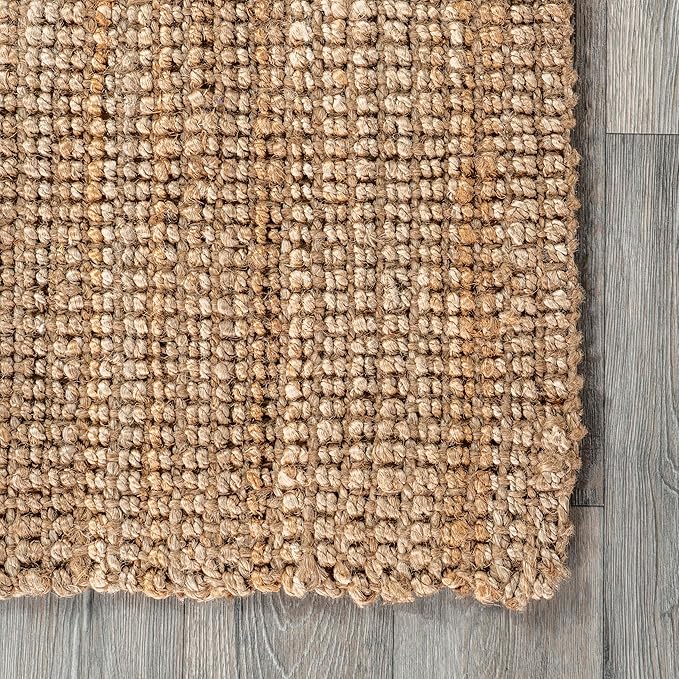 nuLOOM Ashli Solid Farmhouse Jute Area Rug, 7'6" x 9'6", Natural