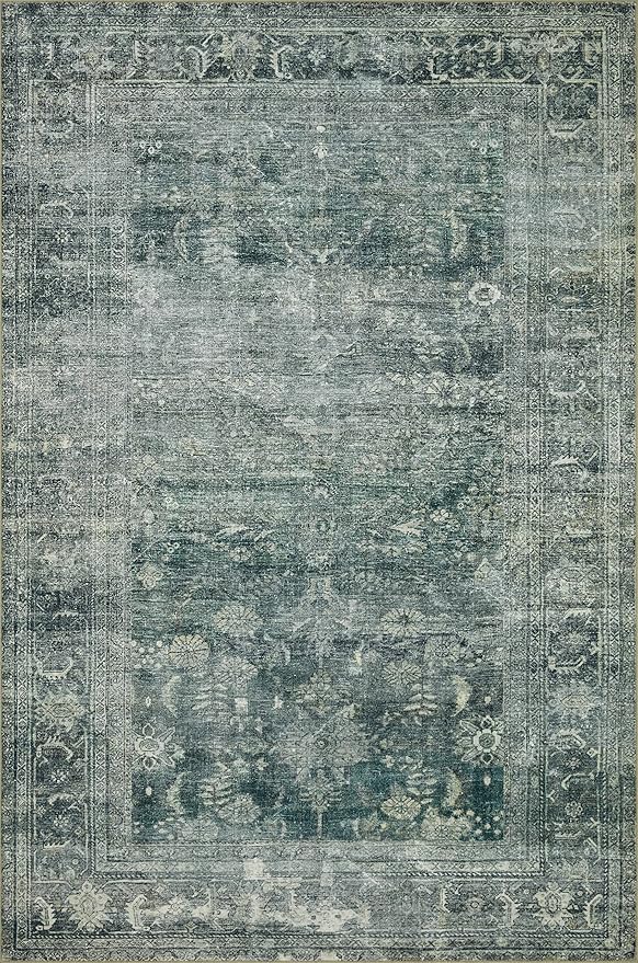 Loloi Magnolia Home by Joanna Gaines Banks Collection BAN-03 Blue/Lagoon 8'-6" x 11'-6", .13" Pile Height, Machine Washable, Area Rug