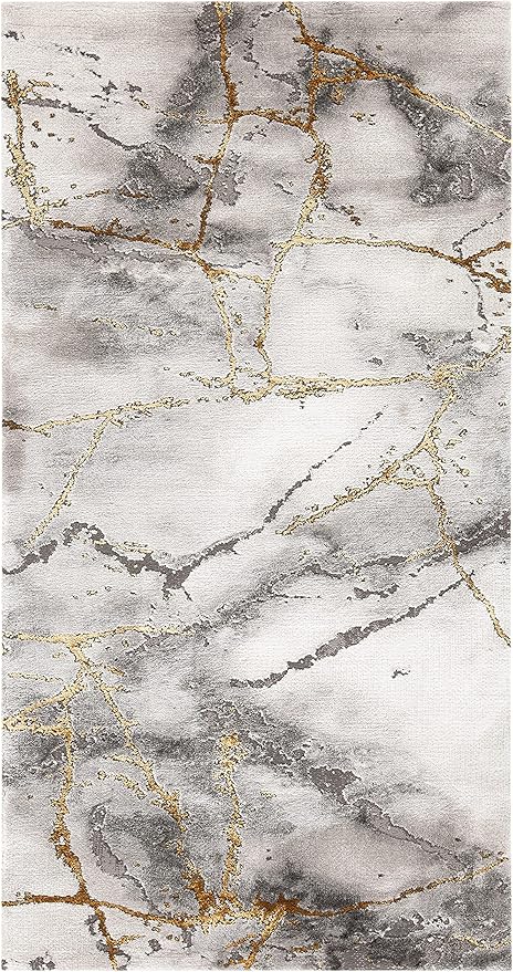 SAFAVIEH Craft Collection Accent Rug - 2'3" x 4', Grey & Gold, Modern Abstract Design, Non-Shedding & Easy Care, Ideal for High Traffic Areas in Entryway, Living Room, Bedroom (CFT877F)