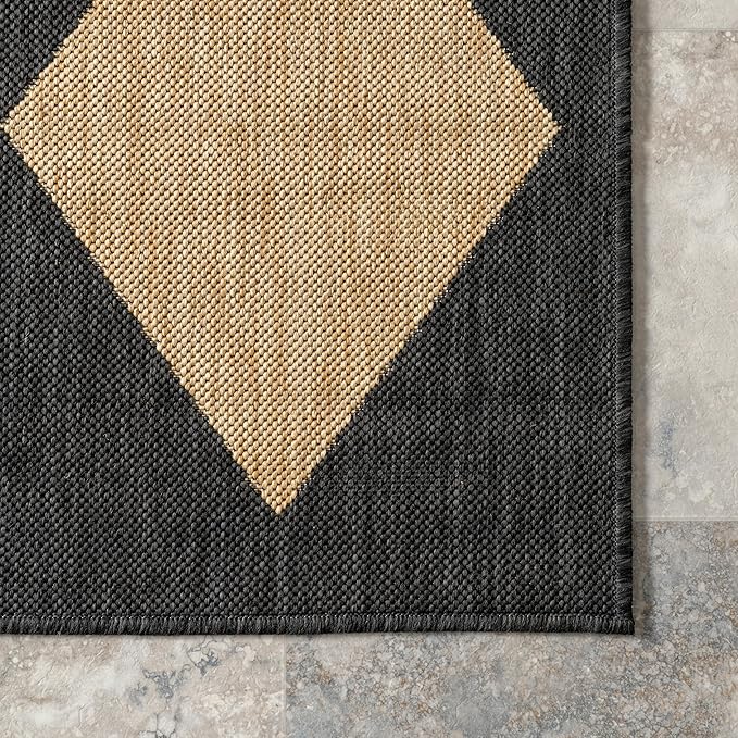 nuLOOM 8' Square Outdoor Performance Area Rug, Stain Resistant, Weather Resistant, High Traffic, Patio, Balcony, Outside, Sabina Dark Grey