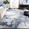 SAFAVIEH Craft Collection Area Rug - 8' x 10', Grey & Blue, Modern Abstract Design, Non-Shedding & Easy Care, Ideal for High Traffic Areas in Living Room, Bedroom (CFT877L)