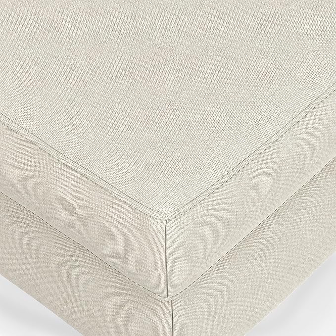 SIMPLIHOME Ava Sofa and Ottoman in 100% Recycled Polyester Performance Fabric, Cream, 76-inch-Wide 2-Seater Loveseat and Matching 36-inch-Wide Table Ottoman for Living Room, 2-Piece Set