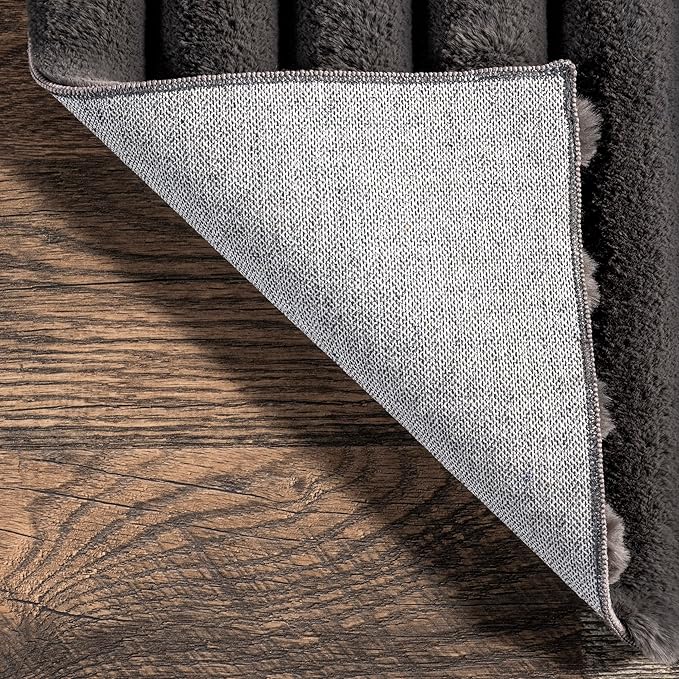 nuLOOM 5' x 8' Cozy Plush Area Rug, Machine Washable, Non-Slip, Soft Fluffy Shag Carpet for Living Room Bedroom Kids Room Nursery Home Decor, Kai Grey