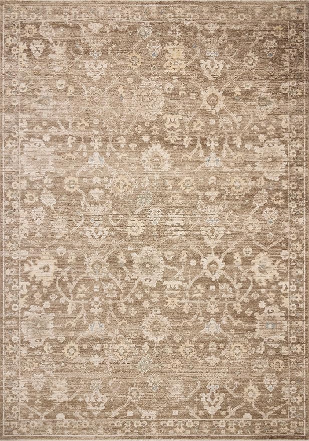 Loloi Chris Loves Julia Palma Collection PLM-09 Brown/Earth 2'-7" x 7'-6" Fringe Runner Rug Vintage Style Boho Living Room Bedroom Carpet