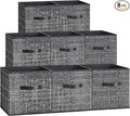 SONGMICS Storage Cubes, 11.8 x 11.8 x 11.8 Inches Non-Woven Fabric Bins with Double Handles, Set of 8, Closet Organizers for Shelves, Foldable, for Clothes, Ink Black UROB830B01