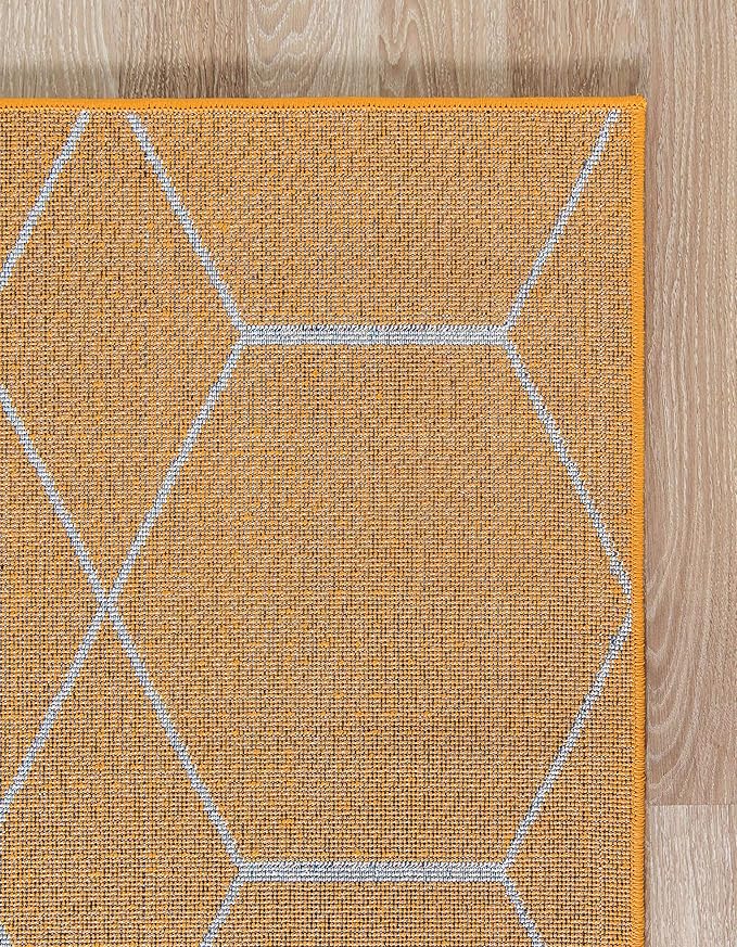 Unique Loom Trellis Frieze Collection Area Rug - Geometric (9' x 12' 2", Orange/ Ivory)