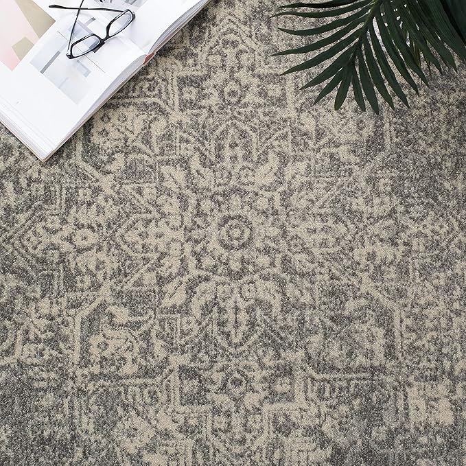 SAFAVIEH Evoke Collection 2'2" x 19' Silver / Ivory EVK256S Oriental Distressed Non-Shedding Living Room Bedroom Runner Rug