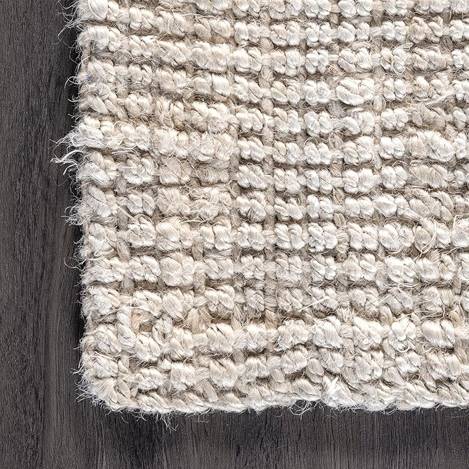 nuLOOM Ashli Solid Farmhouse Jute Area Rug, 3x5, Off-white