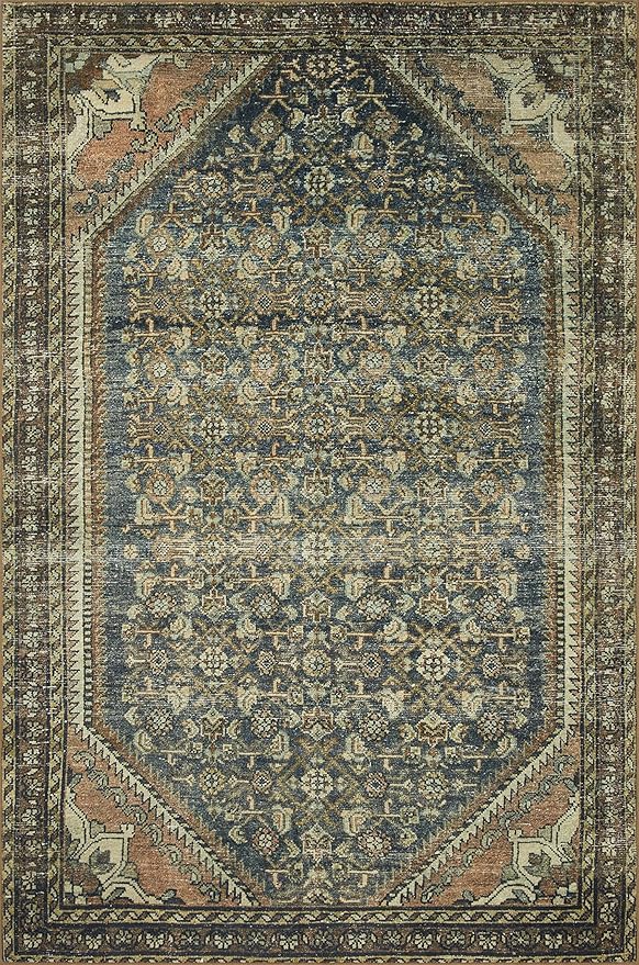 Loloi Magnolia Home by Joanna Gaines Banks Collection BAN-02 Denim/Clay 5'-0" x 7'-6", .13" Pile Height, Machine Washable, Area Rug