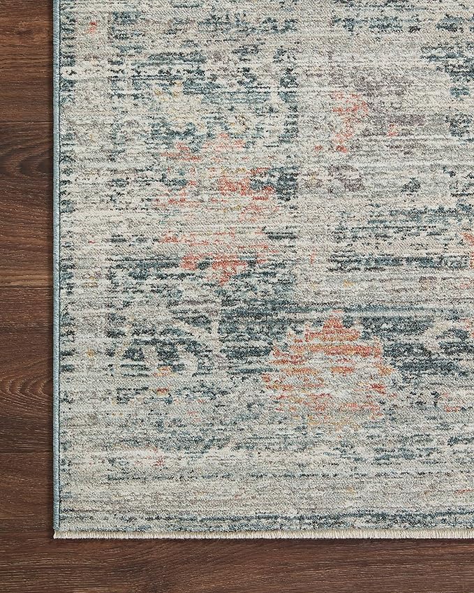 Loloi Magnolia Home by Joanna Gaines Millie Collection MIE-01 Blue/Multi 2'-7" x 8'-0", .25" Pile Height, Runner Rug