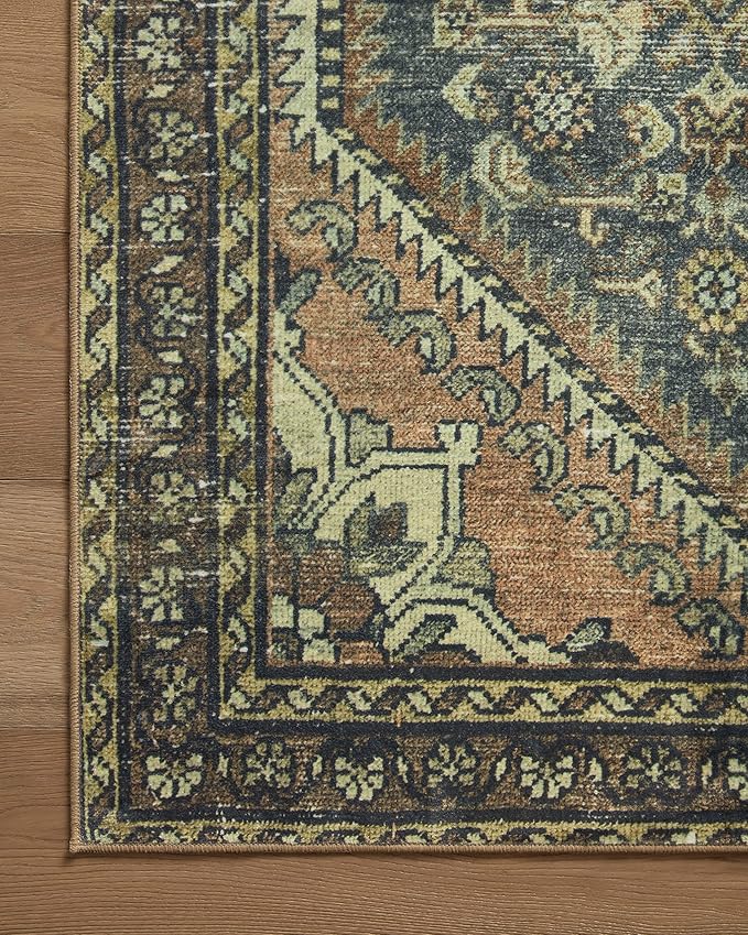 Loloi Magnolia Home by Joanna Gaines Banks Collection BAN-02 Denim/Clay 5'-0" x 7'-6", .13" Pile Height, Machine Washable, Area Rug