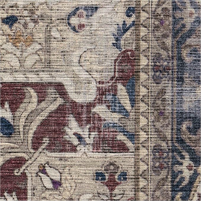 RUGGABLE Washable Area Rug – Kamran Royal Blue 10x14, Stain-Resistant, Non-Slip – Large Machine Washable Rugs for Living Room, Bedroom, Hallway, Entryway & Office–with Standard Pad