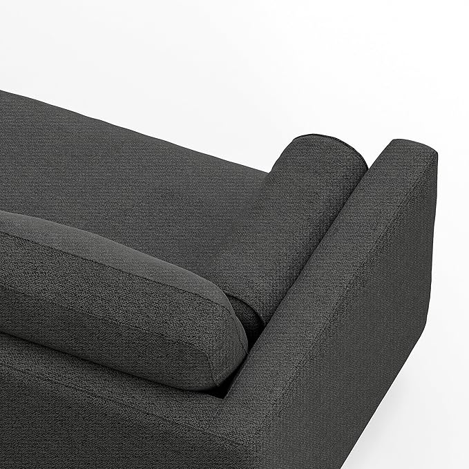 SIMPLIHOME Morrison Right Sectional Sofa in Woven-Blend Recycled Polyester Fabric, Charcoal Grey, 102-inches Wide, L-Shaped Couch with Right Chaise for the Living Room and Family Room