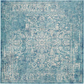 SAFAVIEH Evoke Collection Area Rug - 3' Square, Blue & Ivory, Distressed Design, Non-Shedding & Easy to Clean, Ideal for Foyer, Bedroom, Accent Space (EVK256C)