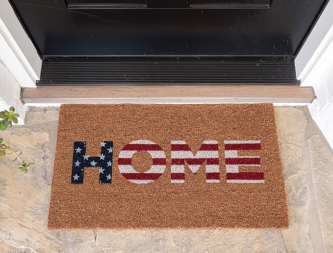 KAF Home American Flag Patriotic Coir Doormat with Heavy-Duty, Weather Resistant, Non-Slip PVC Backing | 17 by 30 Inches, 0.6 Inch Pile Height | Perfect for Indoor and Outdoor Use