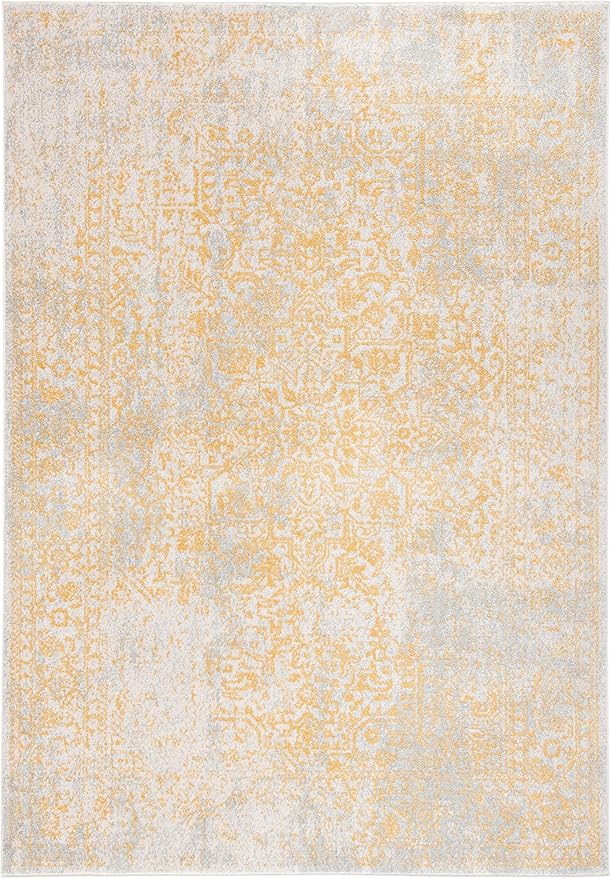 SAFAVIEH Area Rug 9x12 - Evoke Collection - Large - Ivory & Gold, Distressed Design, Non-Shedding & Easy to Clean, Ideal for Living Room, Bedroom, Dining Space (EVK256B)