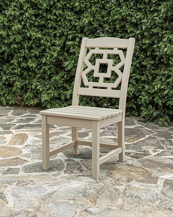 Martha Stewart by POLYWOOD® Chinoiserie Dining Side Chair in Teak