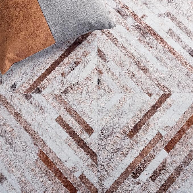 SAFAVIEH Washable Rug Faux Hide Collection - 2'6" x 10' Runner, Beige & Brown, Slip Resistant, Western Rustic Decor, Printed Pattern, Ideal for Living Room, Bedroom, Office, Dining Space (FAH526A)