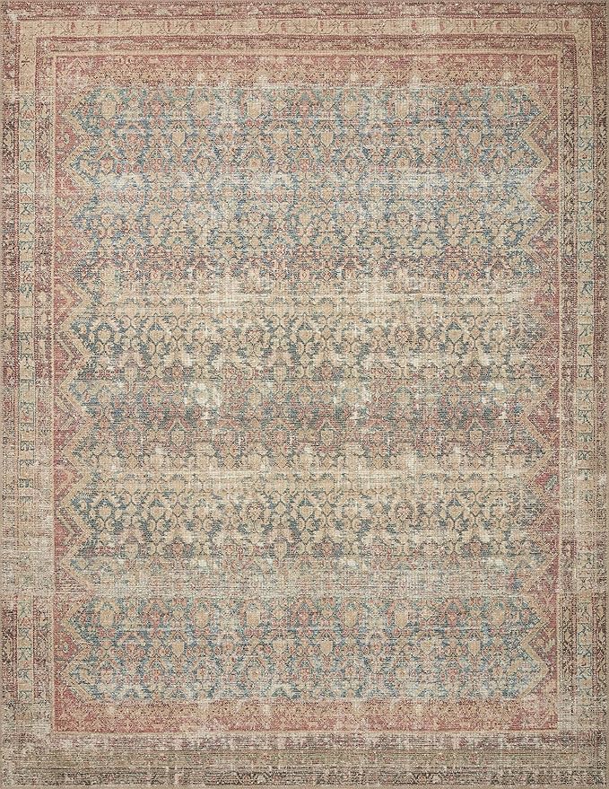 Loloi Angela Rose Aubrey Collection AUB-03 Ocean/Spice 5'-0" x 5'-0", .19" Pile Height, Round Area Rug