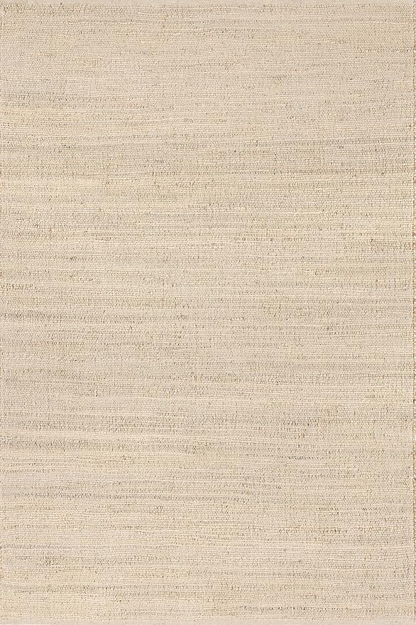 nuLOOM 2'6" x 4' Elfriede Jute & Cotton Hand Woven Area Rug, Natural, Solid Rustic Farmhouse Style, Weaved Design, Natural Fiber, For Bedroom, Living Room, Dining Room, Hallway, Office, Entryway