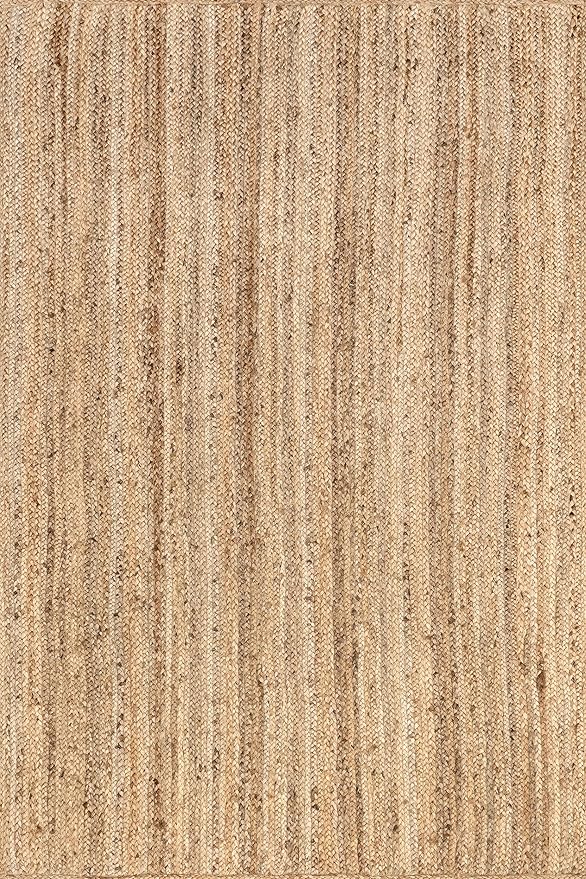 nuLOOM 12x15 Rigo Jute Hand Woven Area Rug, Natural, Solid Farmhouse Design, Natural Fiber, For Bedroom, Living Room, Dining Room, Hallway, Office, Kitchen, Entryway
