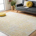 SAFAVIEH Area Rug 9x12 - Evoke Collection - Large - Ivory & Gold, Distressed Design, Non-Shedding & Easy to Clean, Ideal for Living Room, Bedroom, Dining Space (EVK256B)